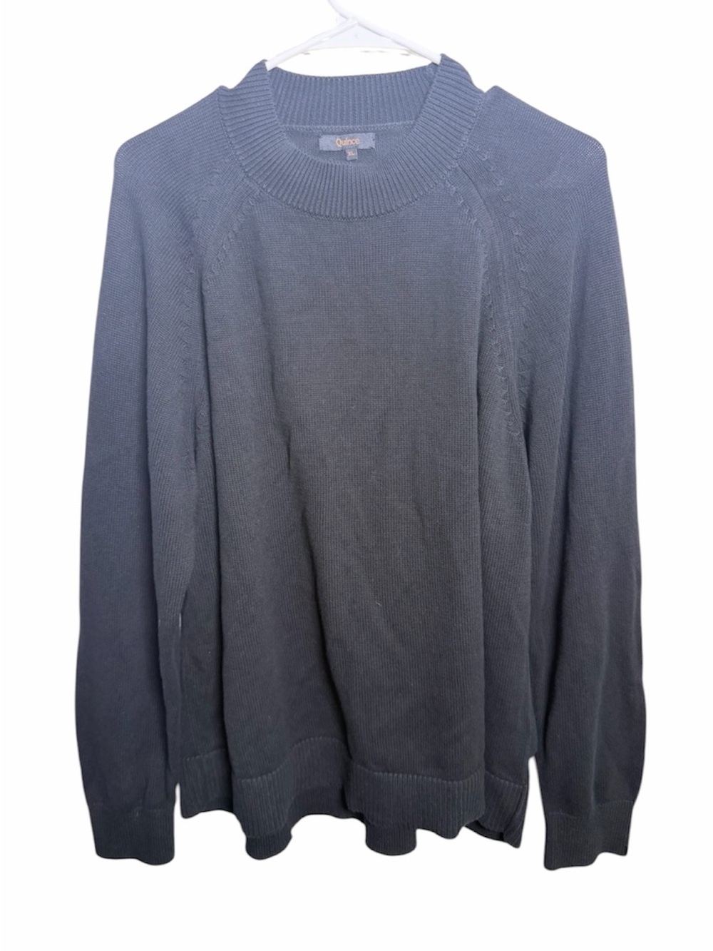 Quince Men’s 100% Organic CottonCrewneck Sweater Black XL mock neck